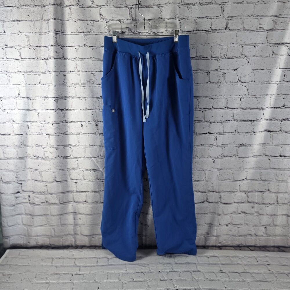 FIGS Technical Collection Blue Scrub Pants Twill Polyester Size M/T